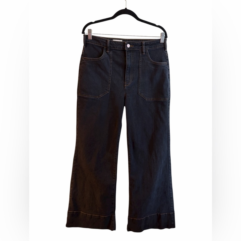 Pilcro Curvy Jeans Size 31 Tall Black Shadow Wash High Rise Wide Leg - Picture 3 of 12